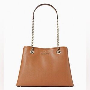 KATE SPADE ♠️ New York 🤎Jordyn🤎 MEDIUM CHAIN-HANDLE LEATHER TOTE BAG 🌟EUC🌟
